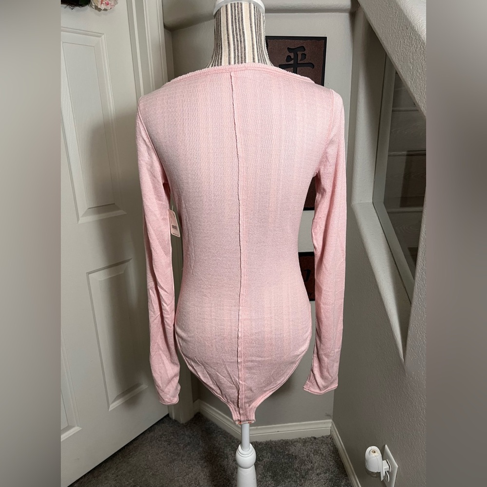 SOLD FREE PEOPLE SLOANE NWT $58 PINK NECTAR LONGSLEEVE BODYSUIT TOP SIZE SMALL - Picture 5 of 10